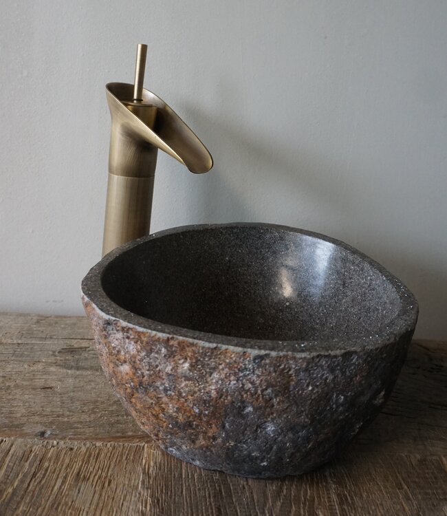 Rene Houtman Kleine Stenen Waskom + Spoelgat | H13 x B26 x D23 cm