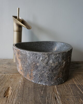 Rene Houtman Kleine Stenen Waskom + Spoelgat | H13,5 x B30 x D25 cm