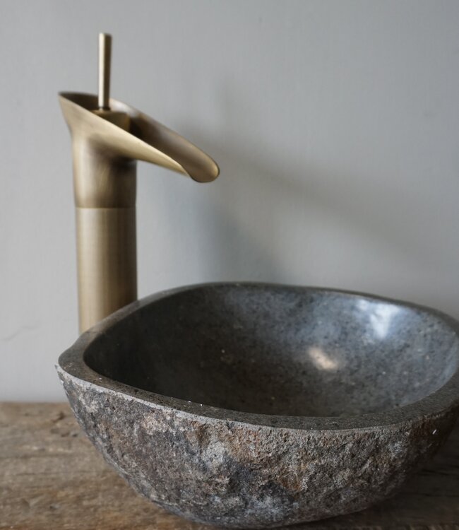 Rene Houtman Kleine Stenen Waskom + Spoelgat | H11 x B23,5 x D24 cm
