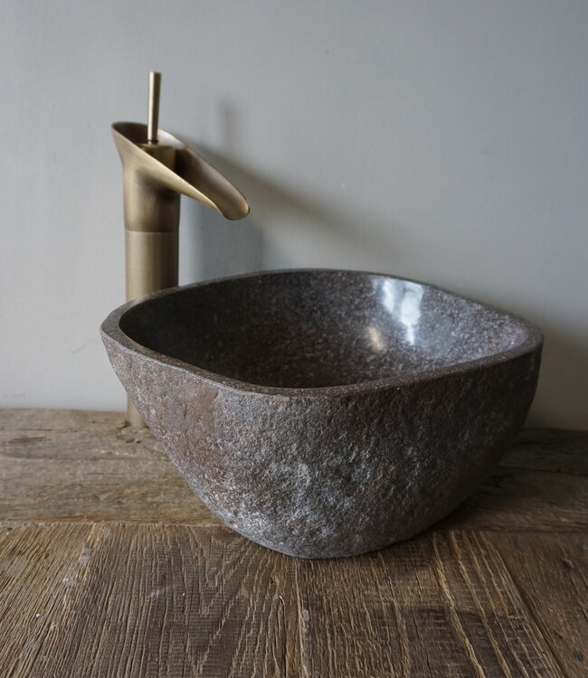 Rene Houtman Kleine Stenen Waskom + Spoelgat | H14 x B30 x D25 cm