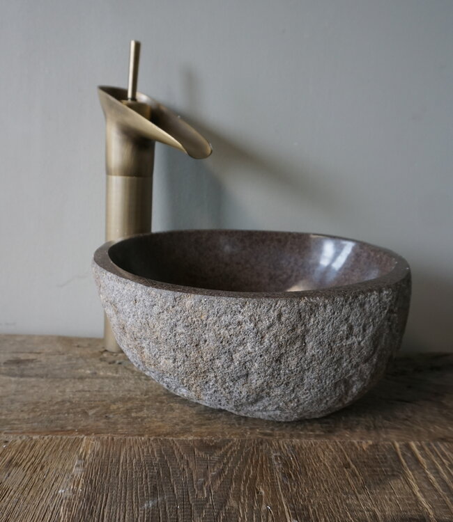 Rene Houtman Kleine Stenen Waskom + Spoelgat | H13 x B26 x D19 cm