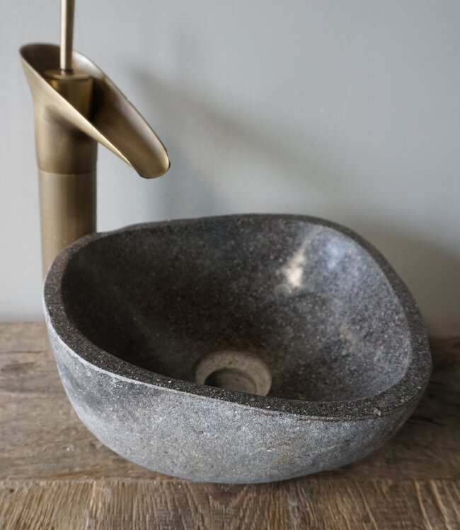 Rene Houtman Kleine Stenen Waskom + Spoelgat | H14 x B24 x D26 cm