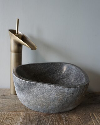Rene Houtman Kleine Stenen Waskom + Spoelgat | H14 x B24 x D26 cm