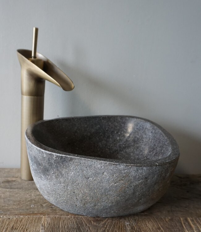 Rene Houtman Kleine Stenen Waskom + Spoelgat | H14 x B24 x D26 cm