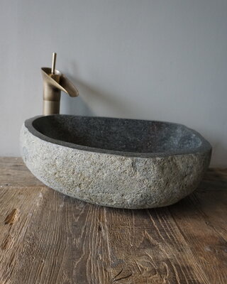Rene Houtman Grote Stenen Waskom + Spoelgat | H14 x B42 x D31 cm