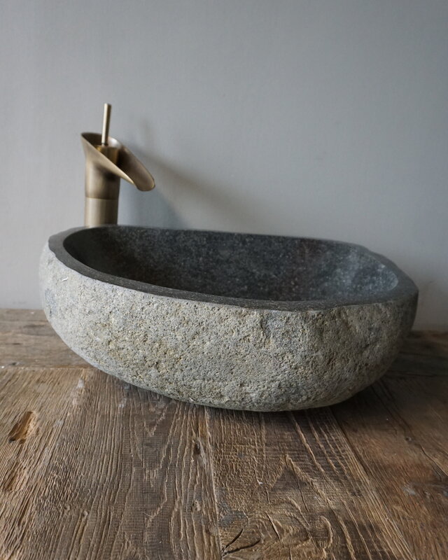 Rene Houtman Grote Stenen Waskom + Spoelgat | H14 x B42 x D31 cm