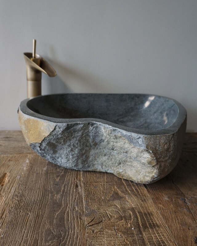 Rene Houtman Grote Stenen Waskom + Spoelgat | H15 x B44,5 x D41,5 cm