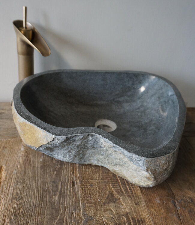 Rene Houtman Grote Stenen Waskom + Spoelgat | H15 x B44,5 x D41,5 cm