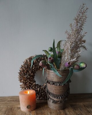 Rene Houtman Kunstbloemen Toef | Groen Olijf | L45 cm