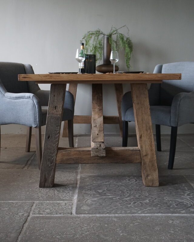 Rene Houtman Oud Eikenhouten Tafel | L250 x B100 x H78,5 cm
