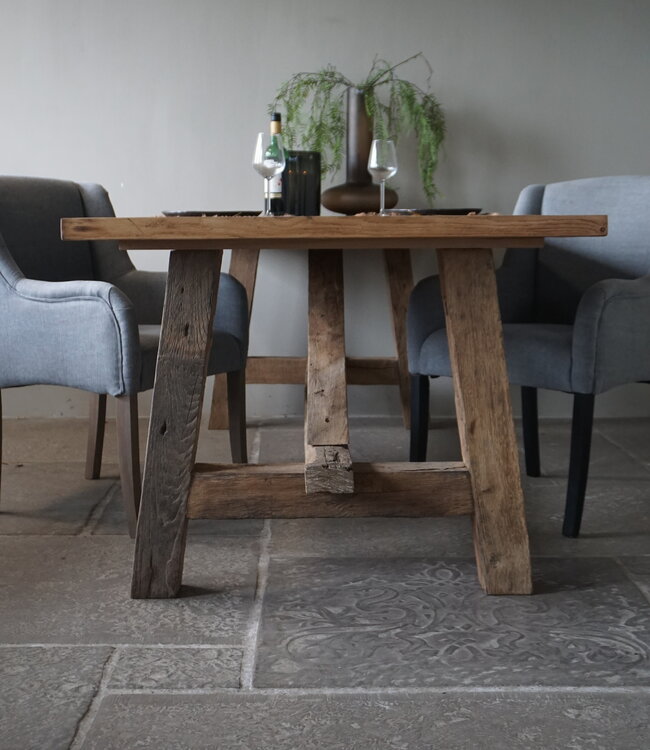 Rene Houtman Oud Eikenhouten Tafel | L250 x B100 x H78,5 cm