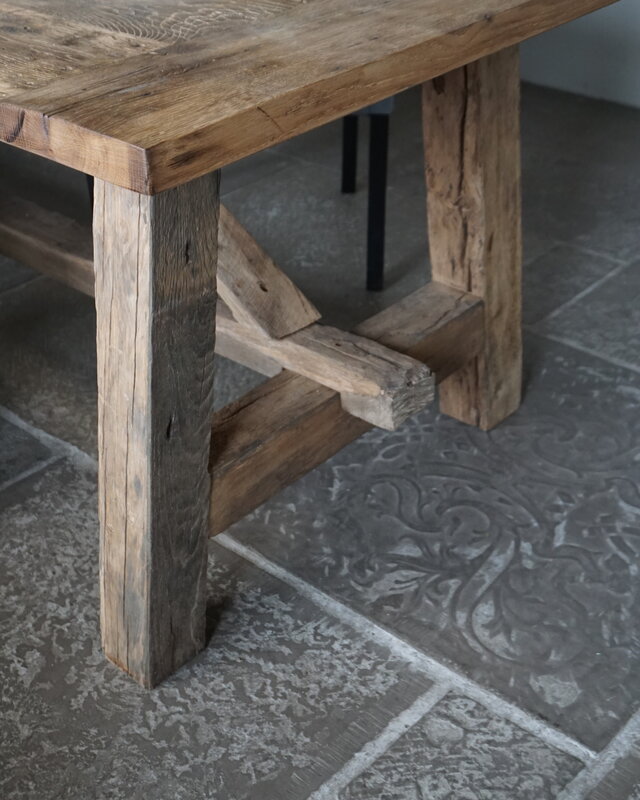 Rene Houtman Oud Eikenhouten Tafel | L250 x B100 x H78,5 cm