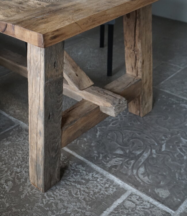 Rene Houtman Oud Eikenhouten Tafel | L250 x B100 x H78,5 cm