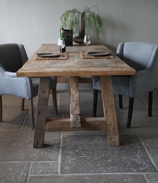 Rene Houtman Oud Eikenhouten Tafel | L250 x B100 x H78,5 cm