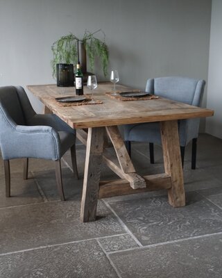 Rene Houtman Oud Eikenhouten Tafel | L250 x B100 x H78,5 cm