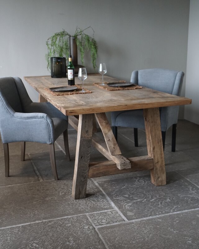 Rene Houtman Oud Eikenhouten Tafel | L250 x B100 x H78,5 cm