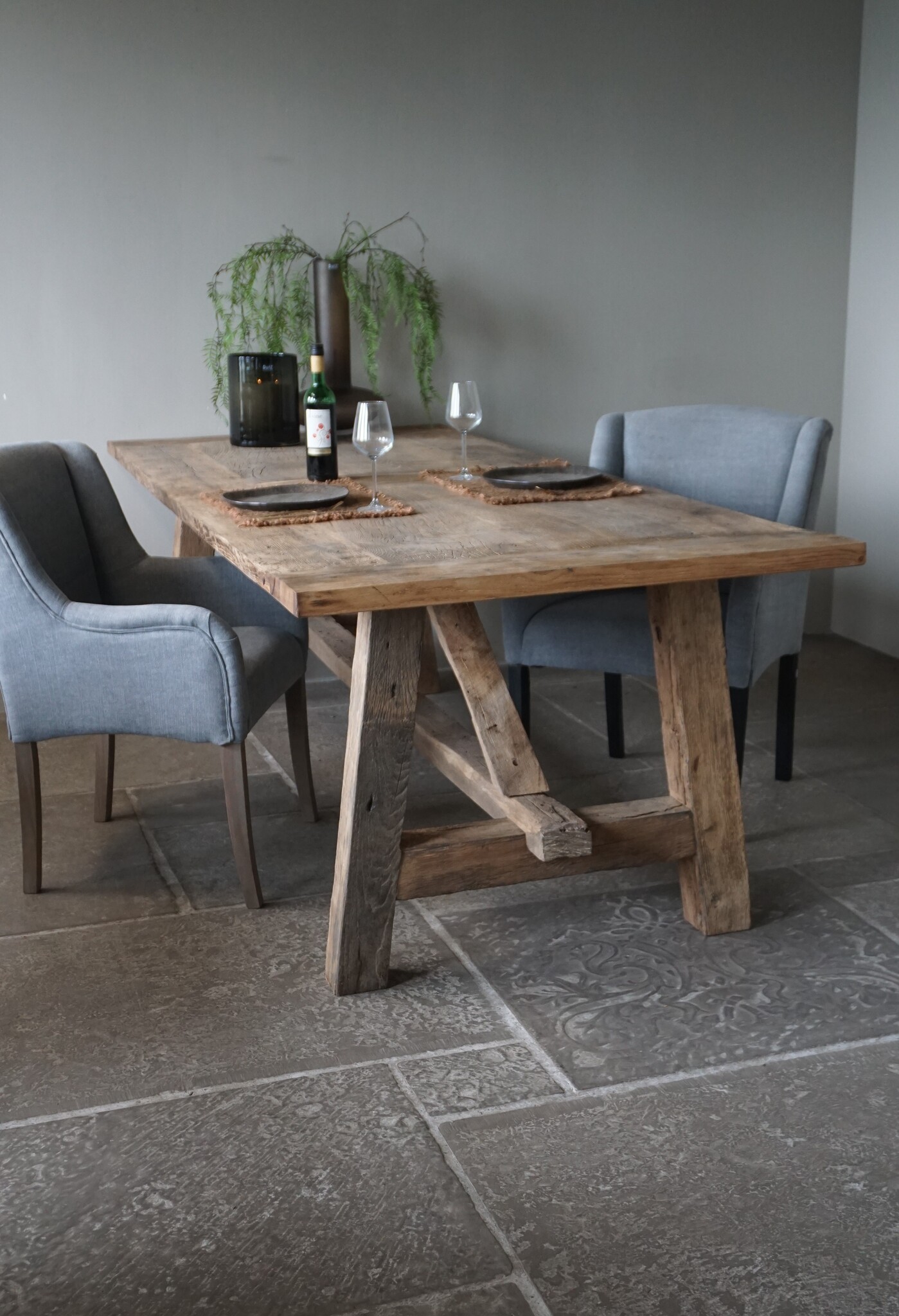 Rene Houtman Oud Eikenhouten Tafel | L250 x B100 x H78,5 cm
