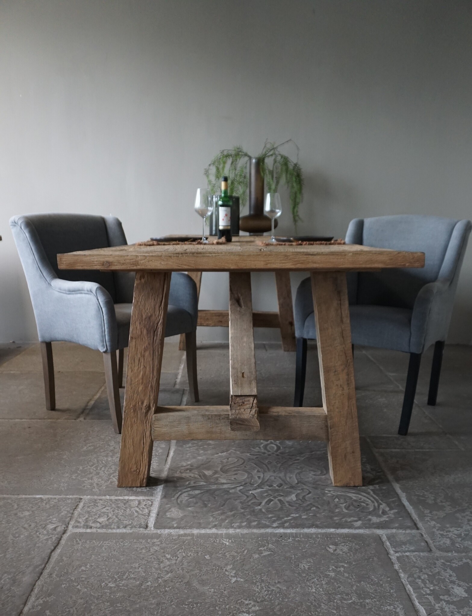 Rene Houtman Oud Eikenhouten Tafel | L270 x B100 x D78,5 cm