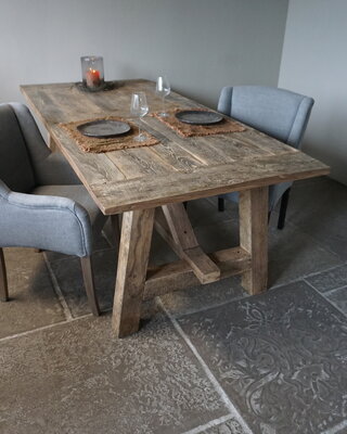Rene Houtman Oud Eikenhouten Tafel | L220 x B100 x D78 cm
