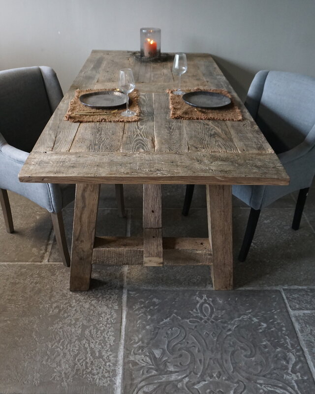 Rene Houtman Oud Eikenhouten Tafel | L220 x B100 x D78 cm