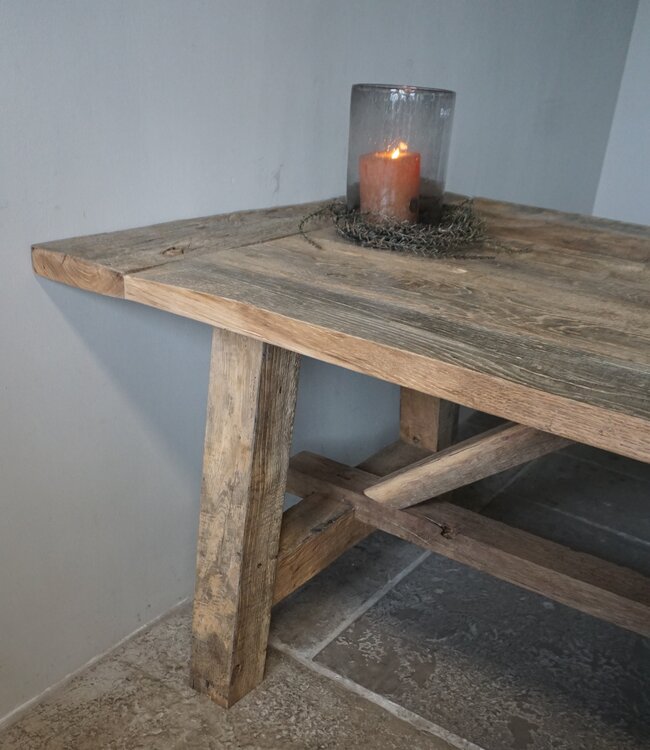 Rene Houtman Oud Eikenhouten Tafel | L220 x B100 x D78 cm