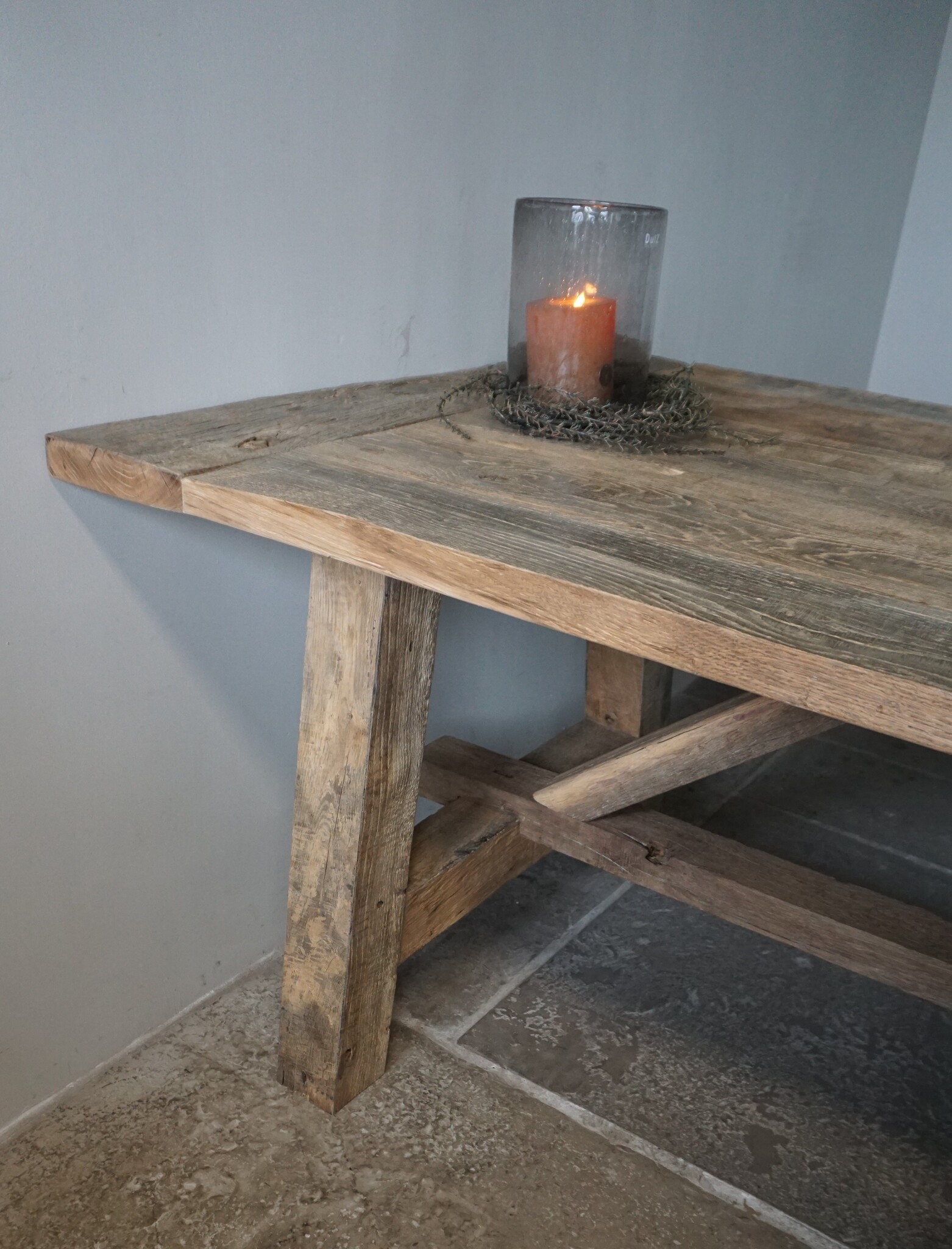 Rene Houtman Oud Eikenhouten Tafel | L220 x B100 x D78 cm