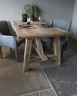 Rene Houtman Oud Eikenhouten Tafel | L220 x B99 x D79 cm