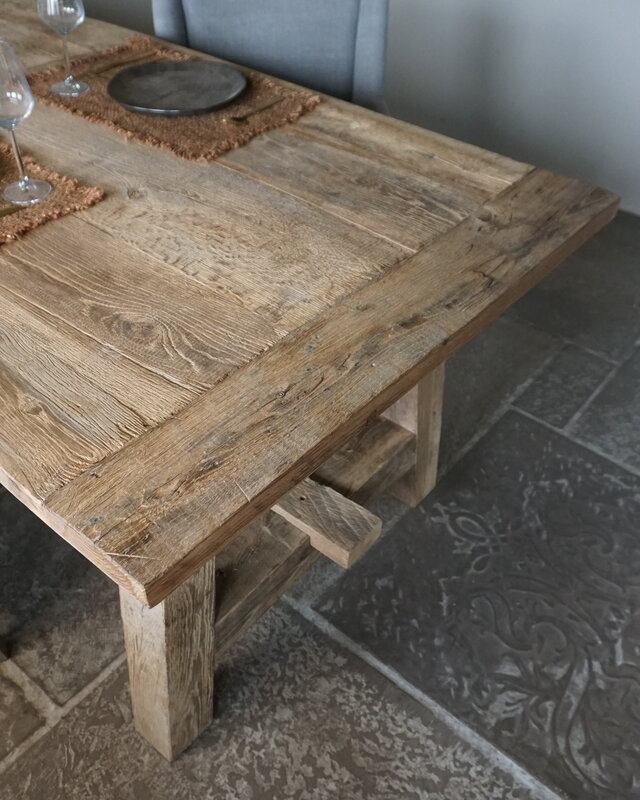 Rene Houtman Oud Eikenhouten Tafel | L220 x B99 x D79 cm