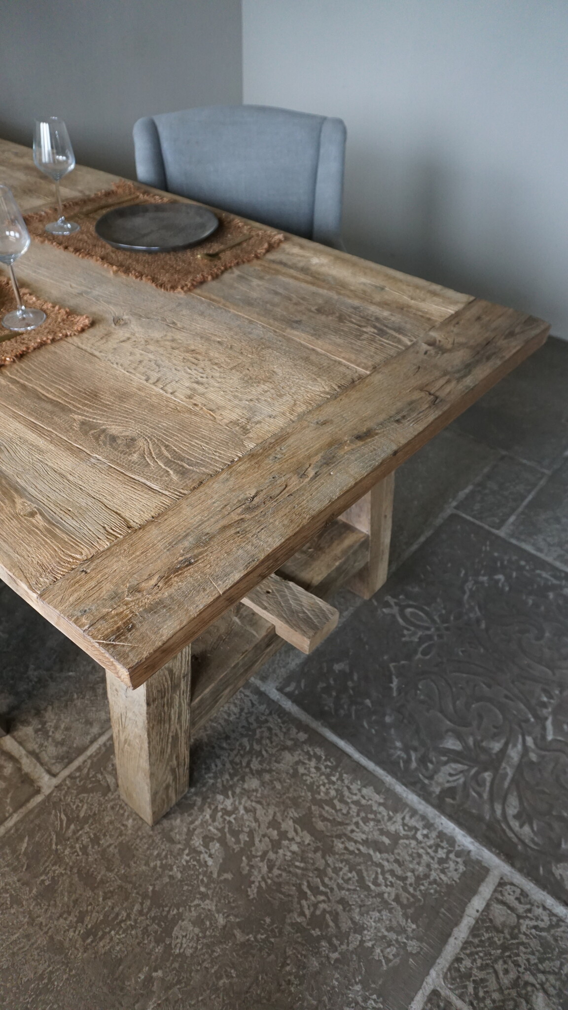 Rene Houtman Oud Eikenhouten Tafel | L220 x B99 x D79 cm
