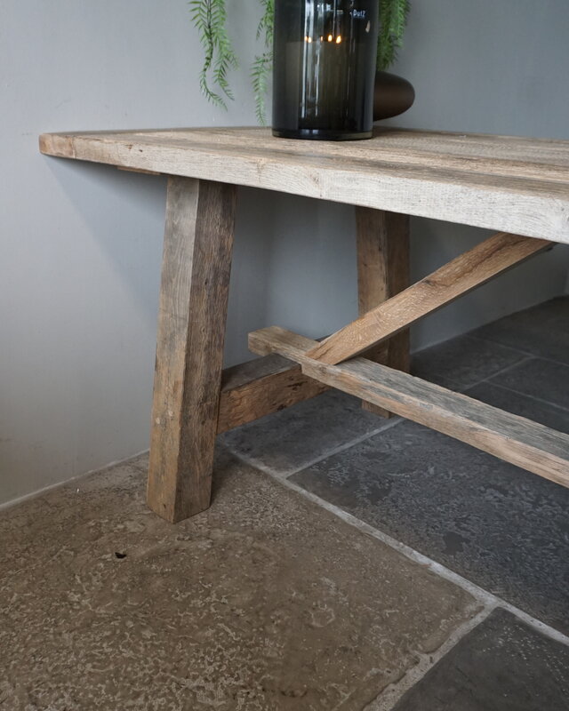 Rene Houtman Oud Eikenhouten Tafel | L220 x B99 x D79 cm