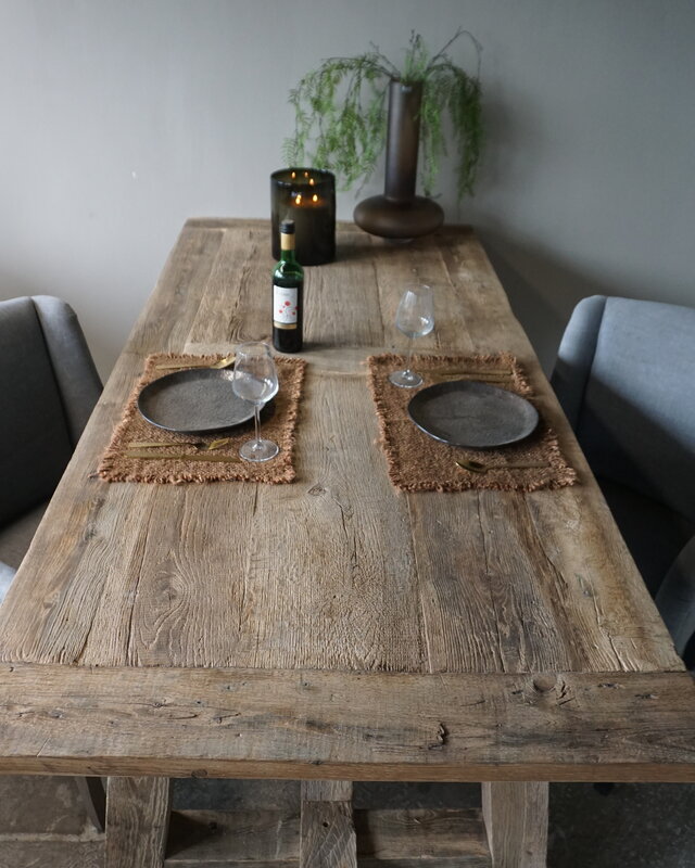 Rene Houtman Oud Eikenhouten Tafel | L220 x B99 x D79 cm
