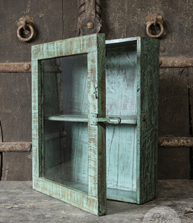 Be-Uniq Oud Hangvitrine Kastje | India | H40xB32xD12 cm