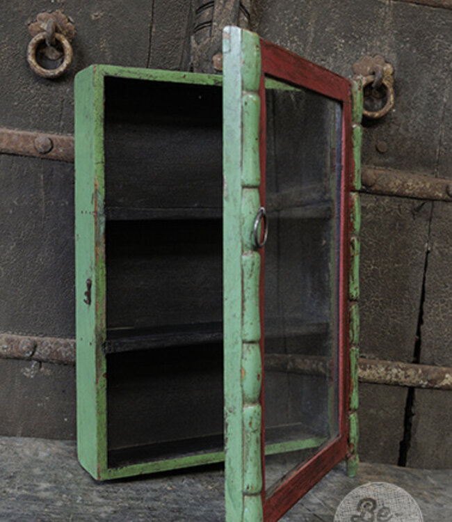 Be-Uniq Oud Hangvitrine Kastje | India | H48xB31xD10 cm