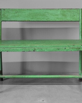 Be-Uniq Origineel Oud Schoolbankje | Groen | H58xB78xD30 cm