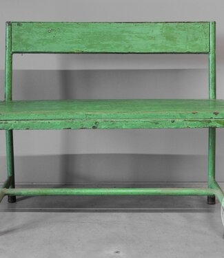 Be-Uniq Origineel Oud Schoolbankje | Groen | H58xB78xD30 cm