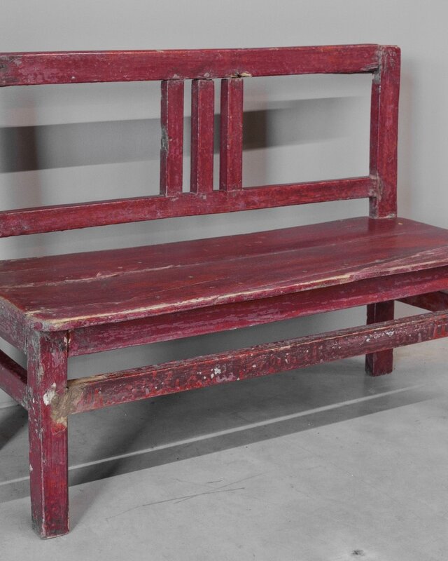 Be-Uniq Origineel Oud Schoolbankje | Rood | H58xB78xD30 cm