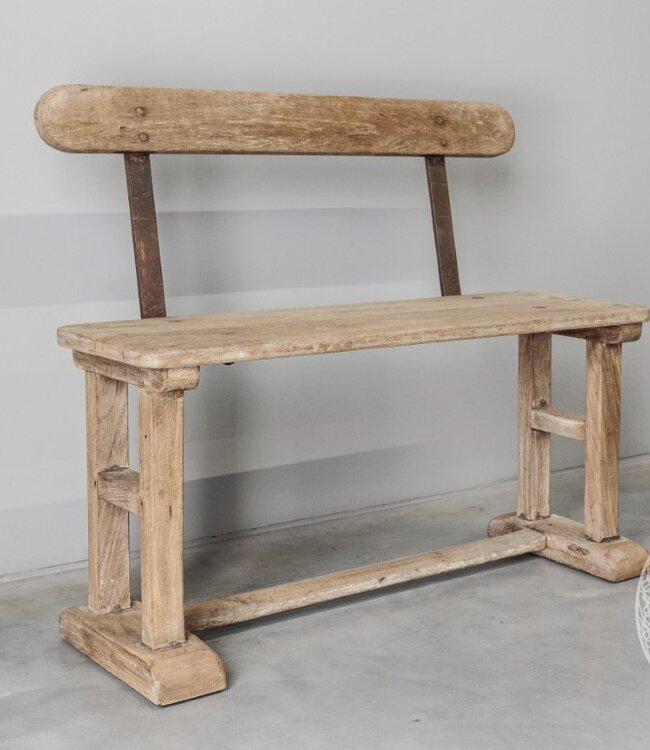 Be-Uniq Oud Schoolbankje Met Rugleuning | India