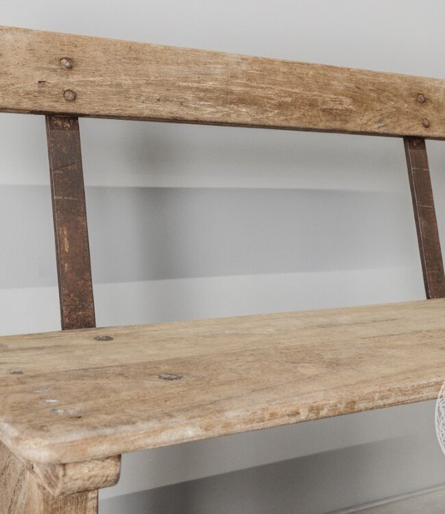 Be-Uniq Oud Schoolbankje Met Rugleuning | India