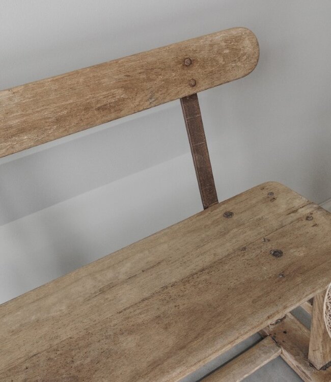 Be-Uniq Oud Schoolbankje Met Rugleuning | India