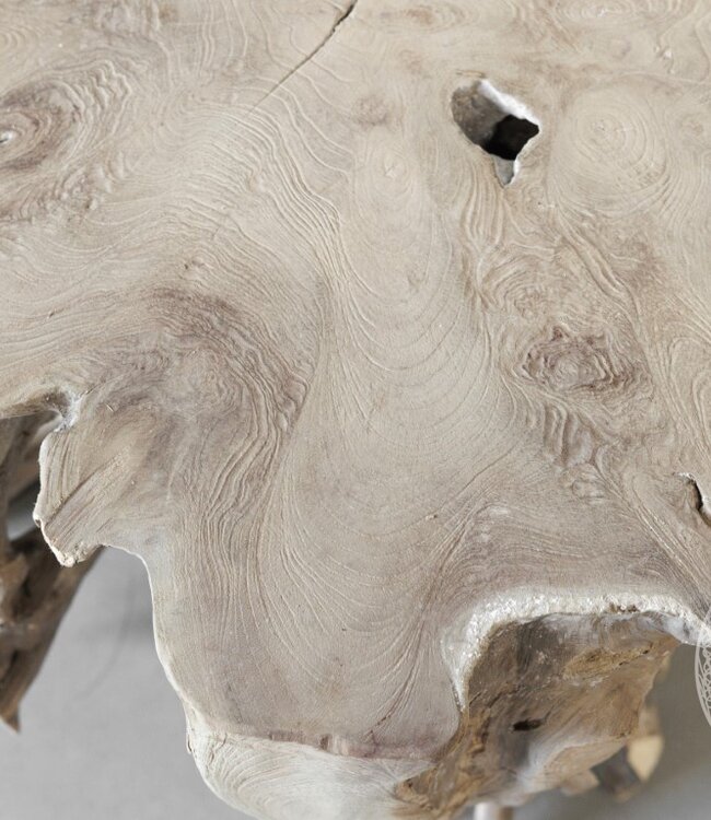 Be-Uniq Bijzettafel Wortelhout | Vergrijsd | H46xB50xD50 cm