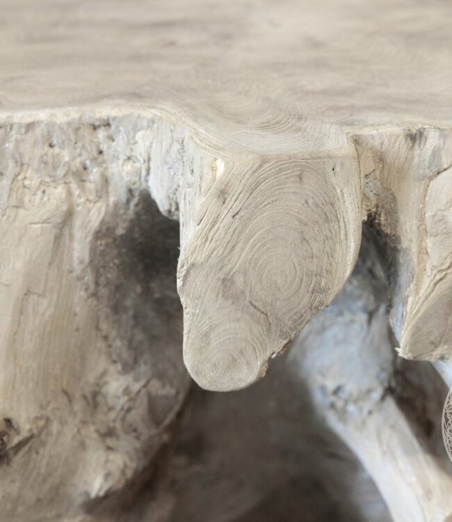 Be-Uniq Bijzettafel Wortelhout | Vergrijsd | H46xB50xD50 cm