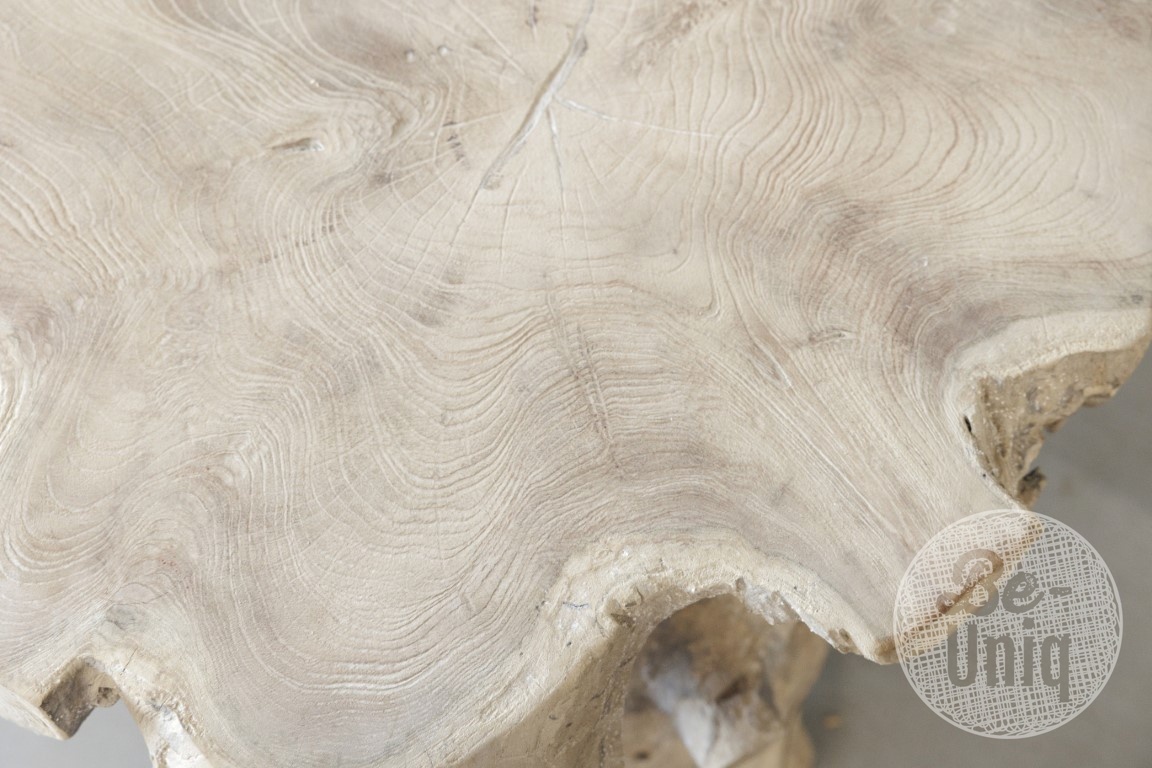 Be-Uniq Bijzettafel Wortelhout | Vergrijsd | H46xB50xD50 cm