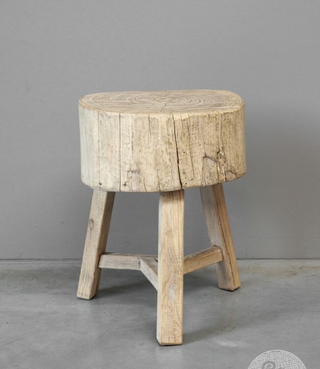 Be-Uniq Bijzettafel Oud Hakblok | China | H49xB44xD43 cm