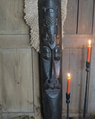 Rene Houtman Houten Tribal Masker | Indonesisch | H108 x B16 cm