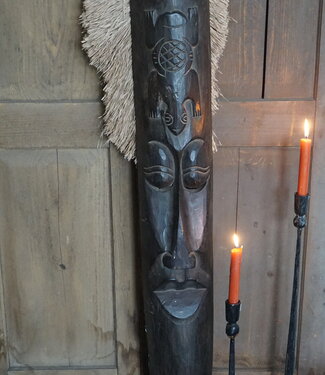 Rene Houtman Houten Tribal Masker | Indonesisch | H108 x B16 cm