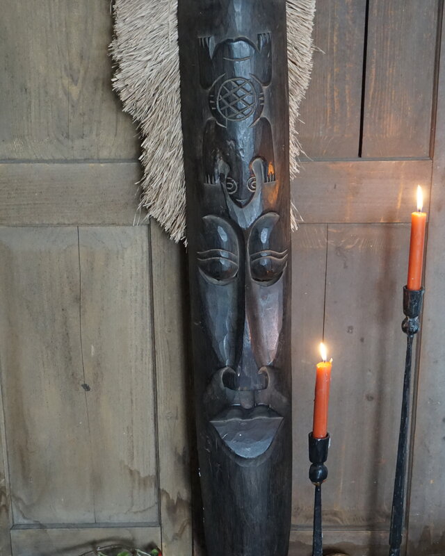 Rene Houtman Houten Tribal Masker | Indonesisch | H108 x B16 cm