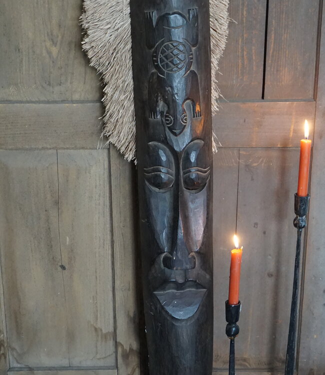 Rene Houtman Houten Tribal Masker | Indonesisch | H108 x B16 cm