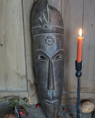 Rene Houtman Houten Tribal Masker | Indonesisch | H60 x B14 cm