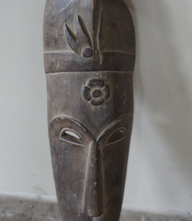 Rene Houtman Houten Tribal Masker | Indonesisch | H60 x B14 cm