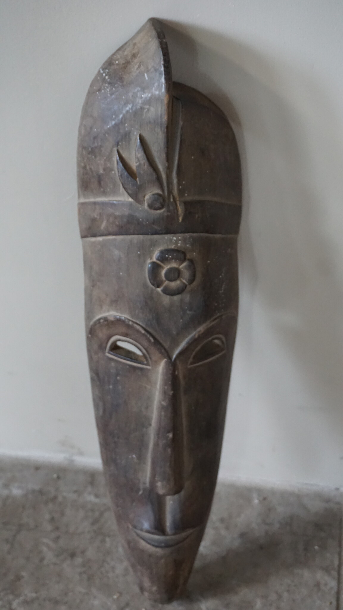 Rene Houtman Houten Tribal Masker | Indonesisch | H60 x B14 cm